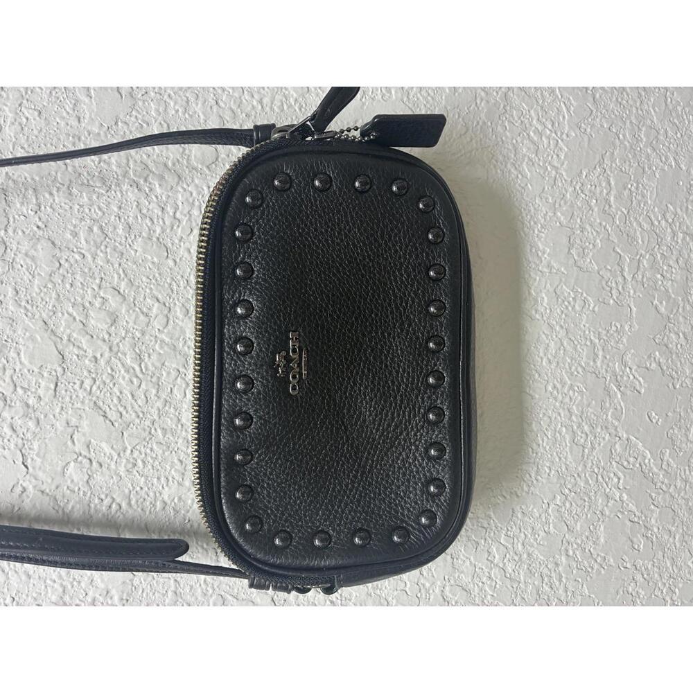 Coach Black Leather Crossbody Bag with Stud Detailing